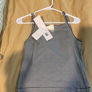 Doen Angie Black and White Gingham Tank Top, size medium